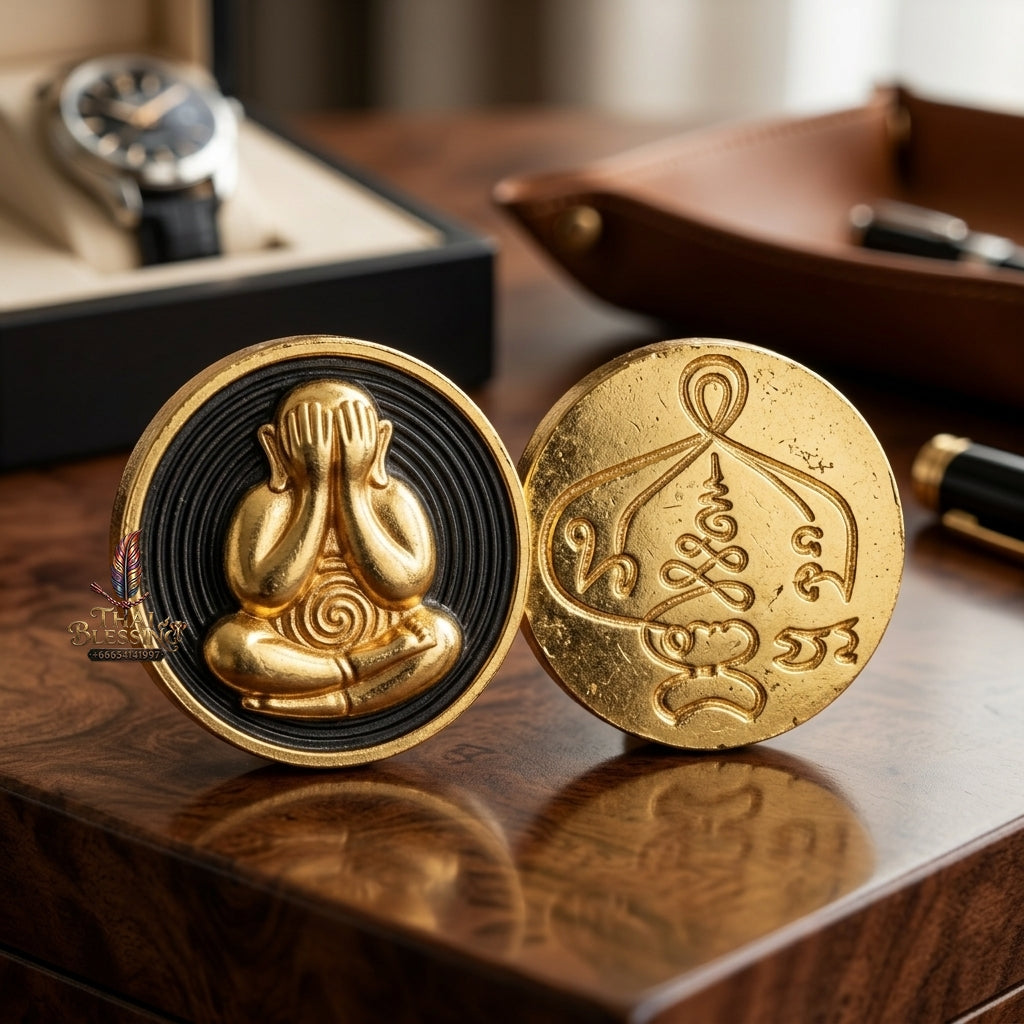 Sacred Phra Pidta Mat Kradum 2K Two-Tone Bronze Amulet Set (3 Pieces) by Ajarn Plian Hathayanon 2025 for Wealth Attraction and Absolute Protection