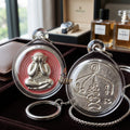 Sacred Phra Pidta Mat Kradum Silver-Plated Enamelled Bronze Amulet by Ajarn Plian Hathayanon 2025 for Wealth Attraction and Absolute Protection