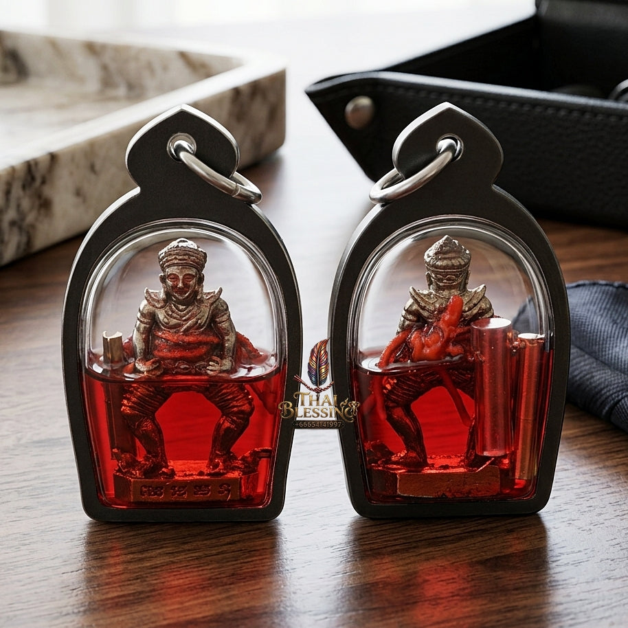 Sacred "Phra Si Sa Laeng Ngaeng" (Divine Khmer Spirit Entity - White Gold Alloy Immersed in Red Rooster Oil Edition) for Extreme Seduction, Influence, and Material Prosperity