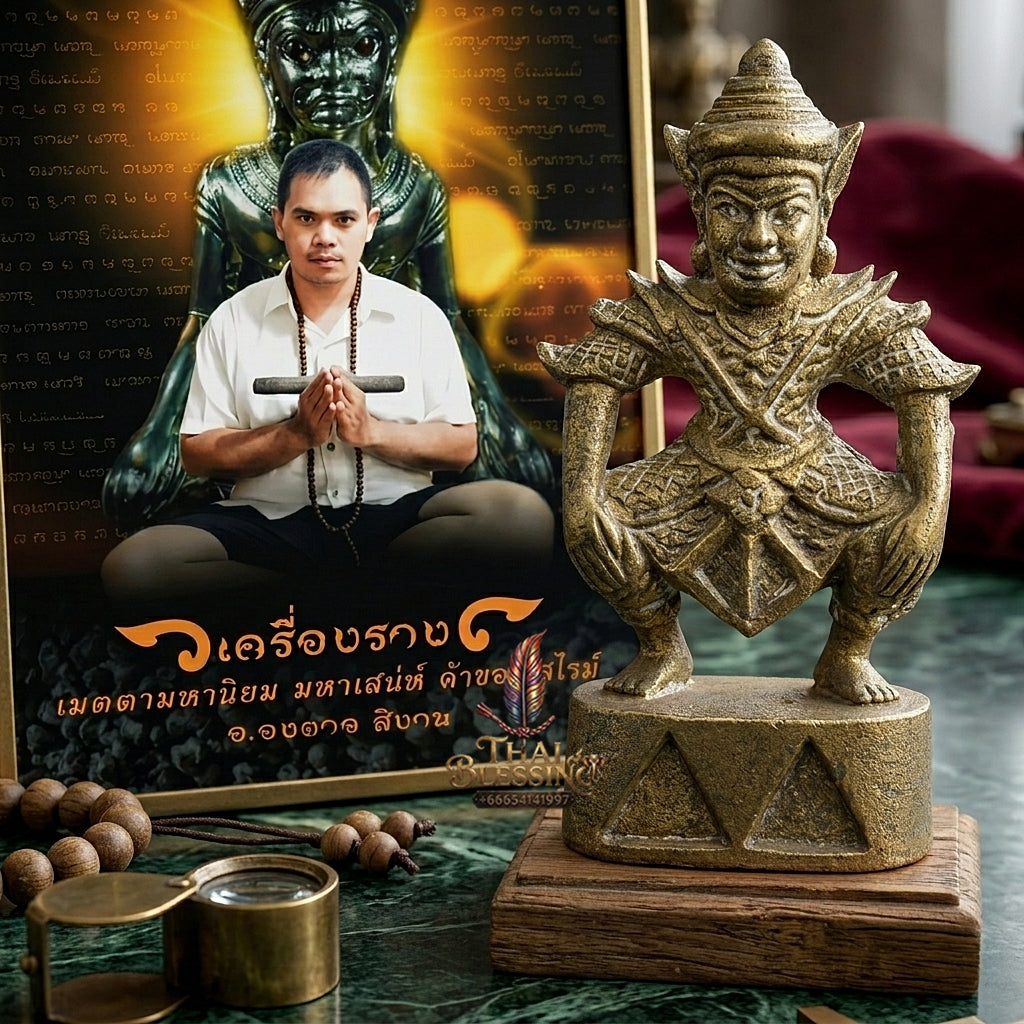 Sacred "Phra Si Salaeng Haeng" (Chonuan Metal Edition) by Ajarn Ong-at Si Ngam, 2026 for High-Level Seduction, Spiritual Protection, and Intuitive Warning