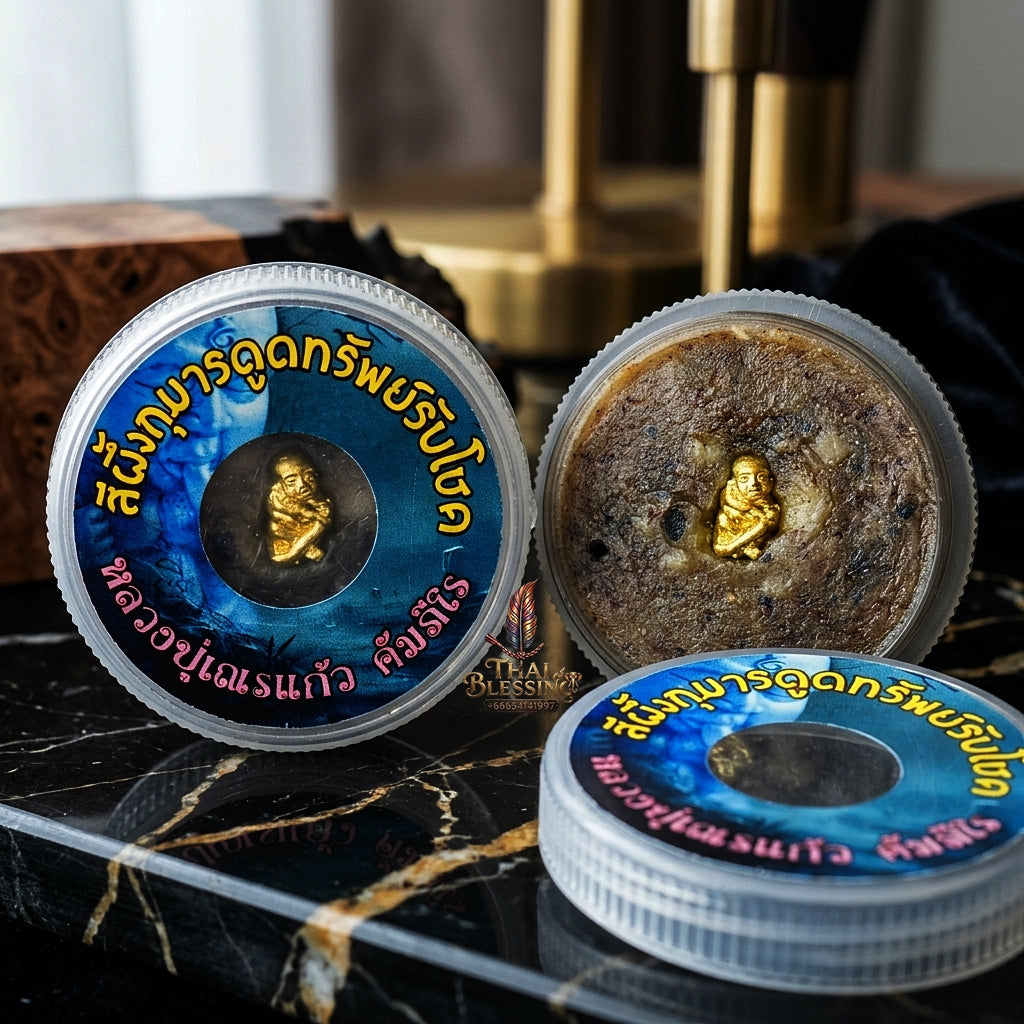 Sacred "Seefueng Kuman Dud Sap Rab Chok" (Treasure-Sucking & Fortune-Receiving Kuman Wax) by Luang Pu Nen Kaeo, Wat Udom Phraison 2023 for Infinite Wealth, Business Prosperity, and Supernatural Protection