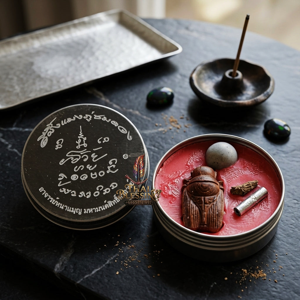 Sacred "Seefueng Phaya Maeng Phu Chom Duang" (Destiny-Observing Giant Bumblebee Wax) by Ajarn Nhan Boon, Mahamon Sitthachan 2023 for Supreme Fortune, Fate Elevation, and Irresistible Seduction