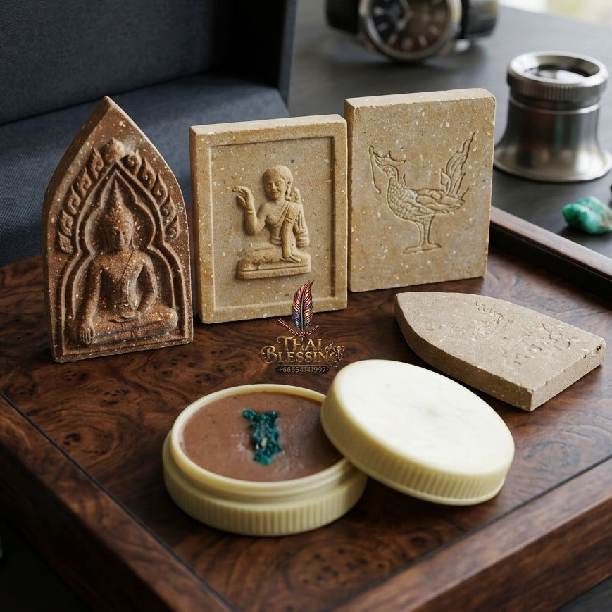 Sacred "Seefueng, Khun Phaen, & Nang Kwak" Master-Blessed Set by Luang Pu Hong, Wat Phetchaburi 2542 for Unsurpassed Metta, Wealth Attraction, and Universal Charm