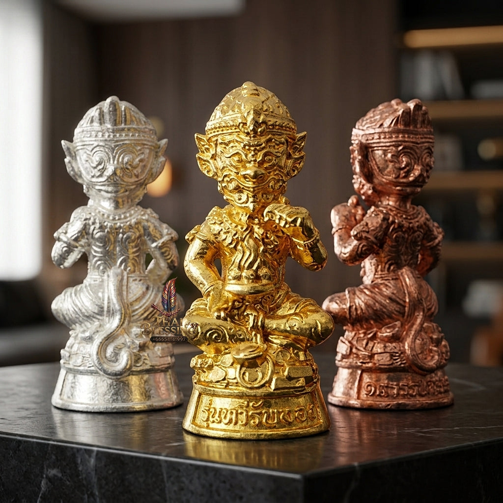 Sacred Si Hu Ha Ta Bronze Amulet "Sap Mongkhon Edition" Kathin Chairman Set (3 Pieces, Small Mold) Ultimate Wealth Magnetism and Miraculous Windfalls