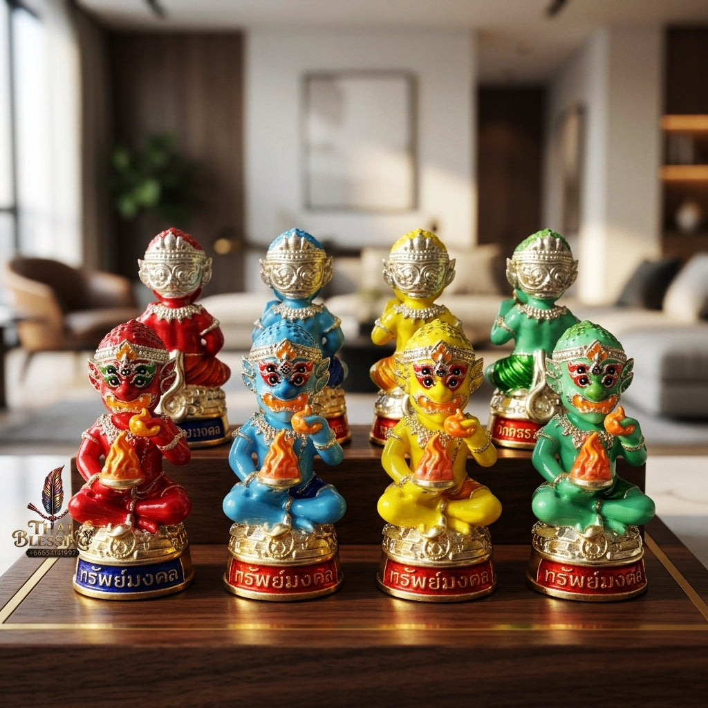 Sacred Si Hu Ha Ta Bronze Amulet "Sap Mongkhon Edition" Kathin Chairman Set (4 Pieces, Large Mold) Ultimate Wealth Magnetism and Miraculous Windfalls