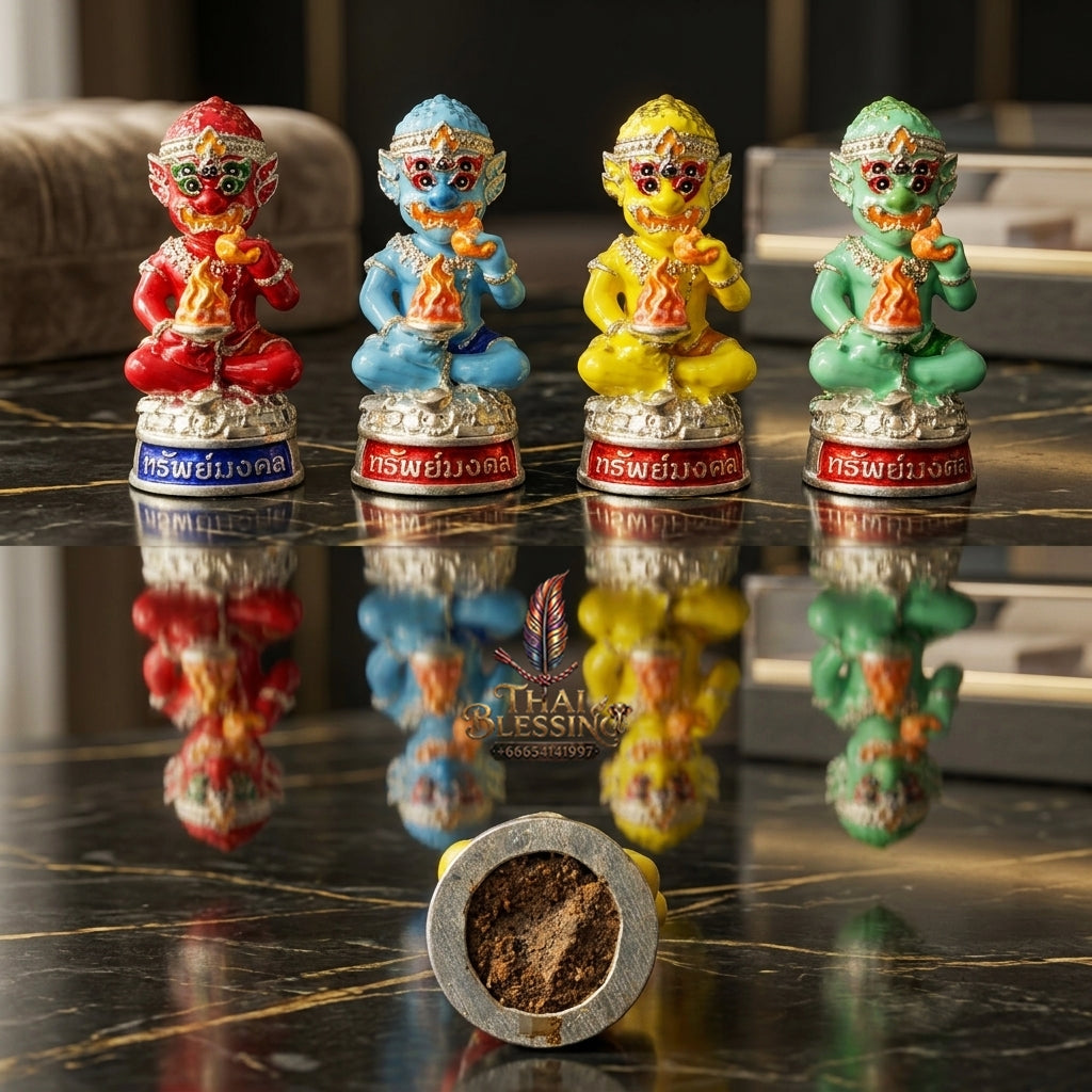 Sacred Si Hu Ha Ta Bronze Amulet "Sap Mongkhon Edition" Kathin Chairman Set (4 Pieces, Large Mold) Ultimate Wealth Magnetism and Miraculous Windfalls