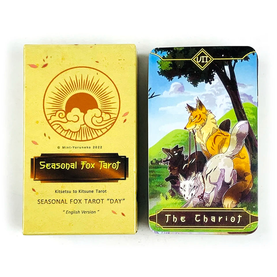 ✨ Seasonal Fox Tarot Cards Deck - Mysterious Divination Oracle and Family Gathering Card Game with Nature-Themed Animal Art for Beginners