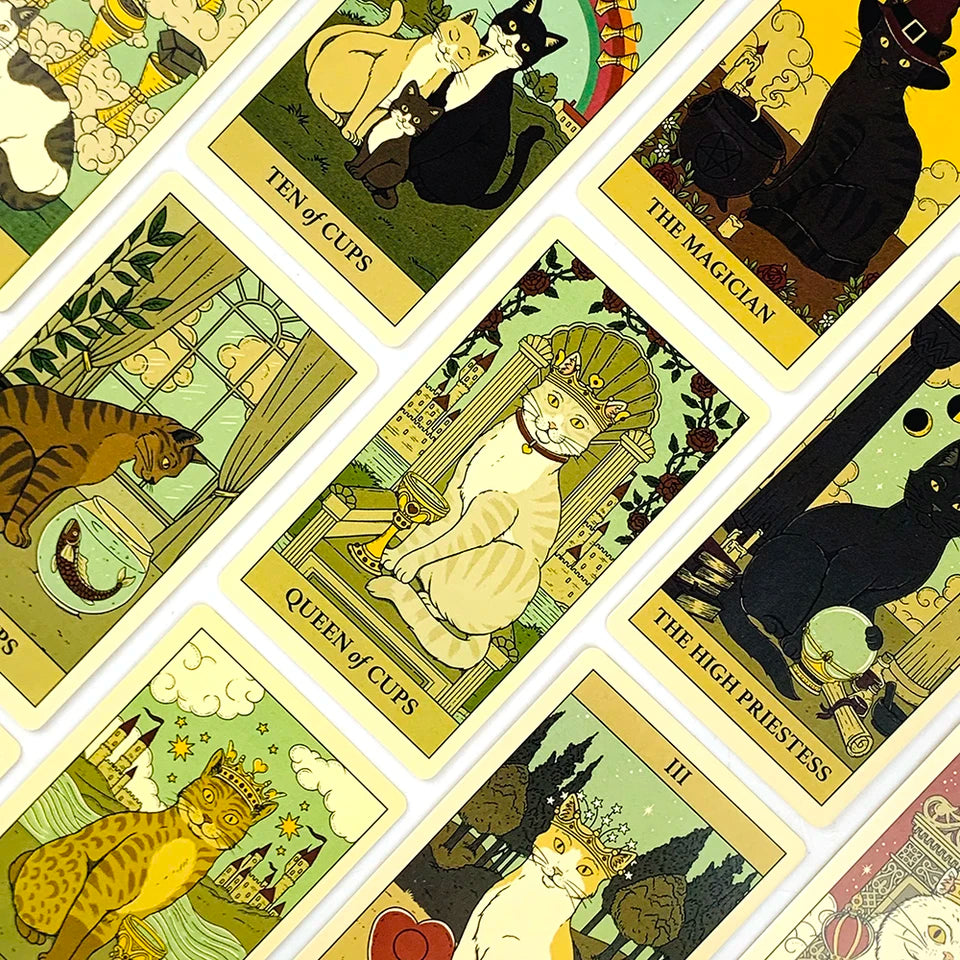 ✨ Hot-Selling Cat Tarot Cards 78-Card Deck - Unique Cute Feline Design for Cat Lovers, Tarot Enthusiasts, Card Games, and New Year Gifts
