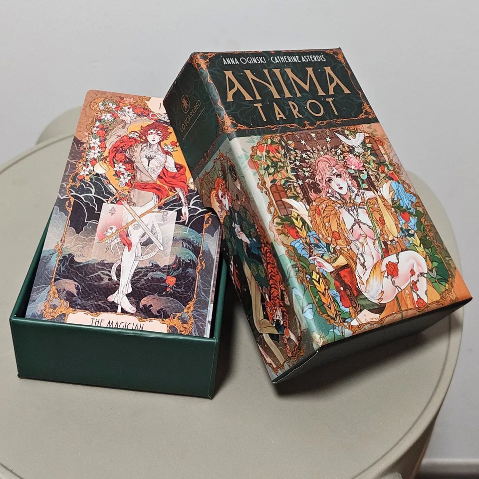 ✨ Anima Tarot Deck in Rigid Box - 78-Card Double-Embossed 12x7cm Art Nouveau Tarot Cards with Gorgeous Anime-Style Illustrations for Collectors and Seekers