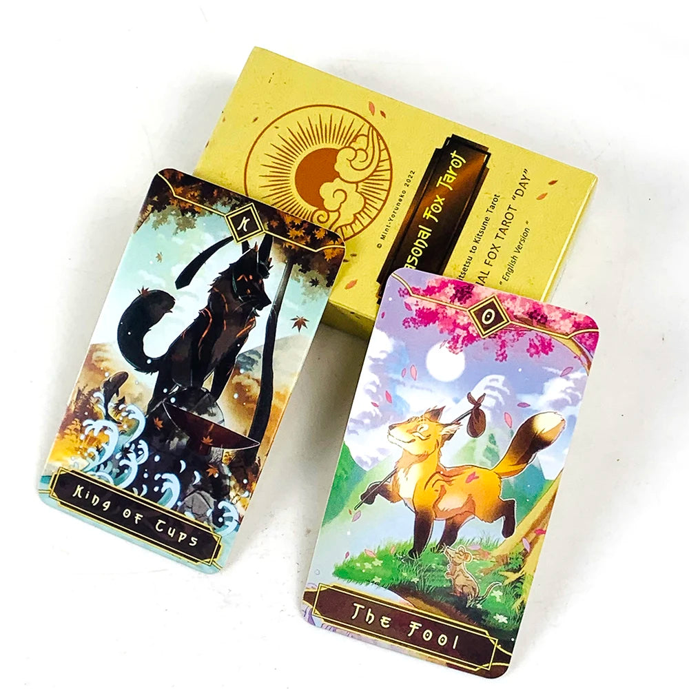 ✨ Seasonal Fox Tarot Cards Deck - Mysterious Divination Oracle and Family Gathering Card Game with Nature-Themed Animal Art for Beginners