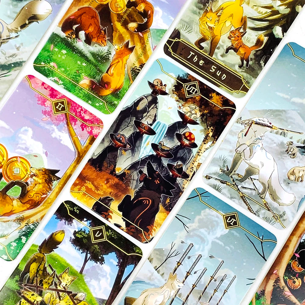 ✨ Seasonal Fox Tarot Cards Deck - Mysterious Divination Oracle and Family Gathering Card Game with Nature-Themed Animal Art for Beginners