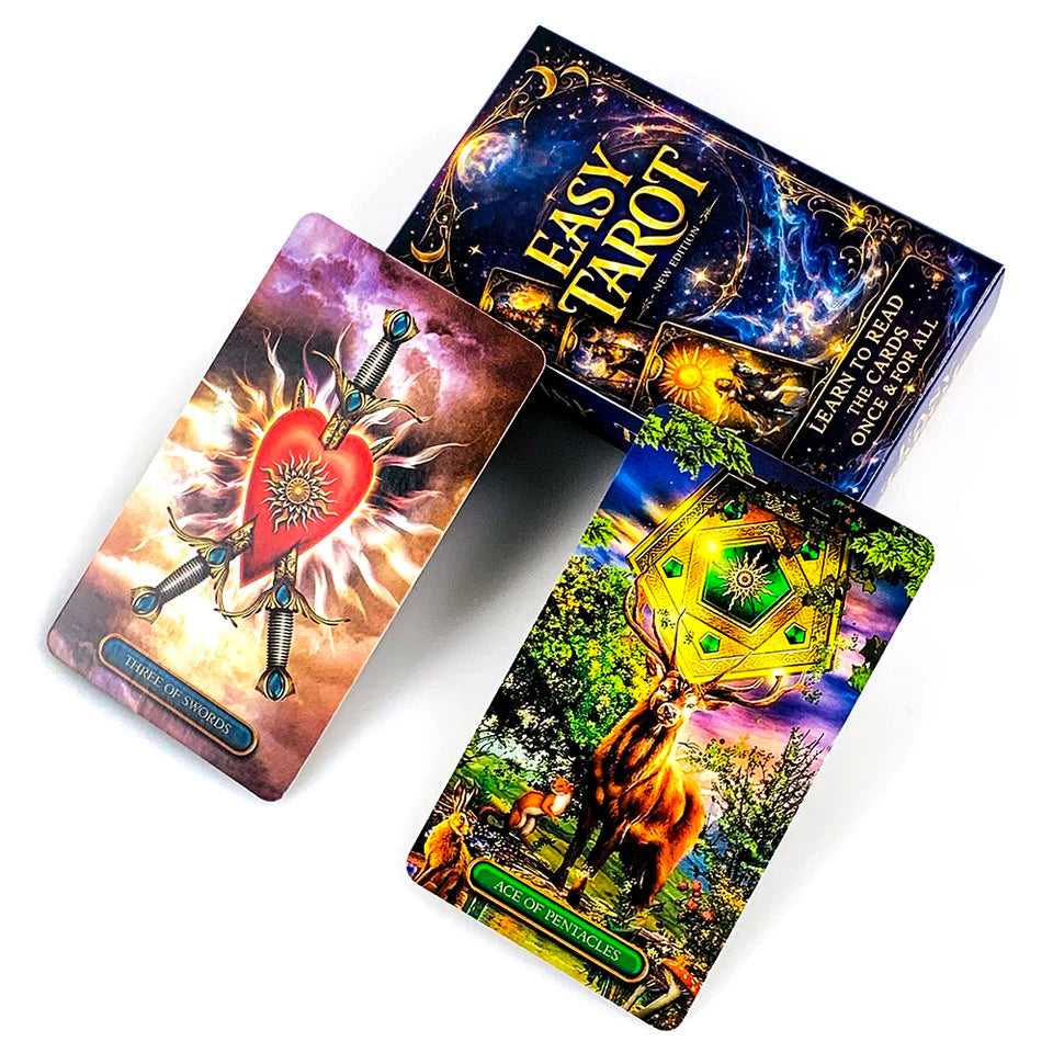 ✨ Easy Tarot Cards 78 Tarot Deck English Version - Divination and Fortune-Telling Board Game Edition for Family Entertainment, Party Games, and Beginners
