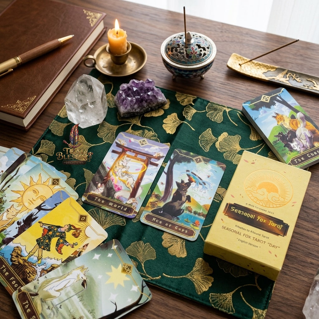 ✨ Seasonal Fox Tarot Cards Deck - Mysterious Divination Oracle and Family Gathering Card Game with Nature-Themed Animal Art for Beginners