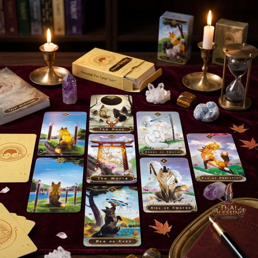 ✨ Seasonal Fox Tarot Cards Deck - Mysterious Divination Oracle and Family Gathering Card Game with Nature-Themed Animal Art for Beginners