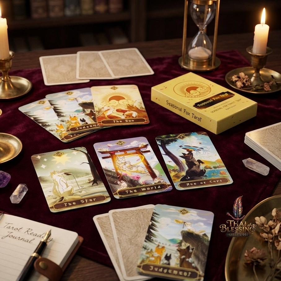 ✨ Seasonal Fox Tarot Cards Deck - Mysterious Divination Oracle and Family Gathering Card Game with Nature-Themed Animal Art for Beginners