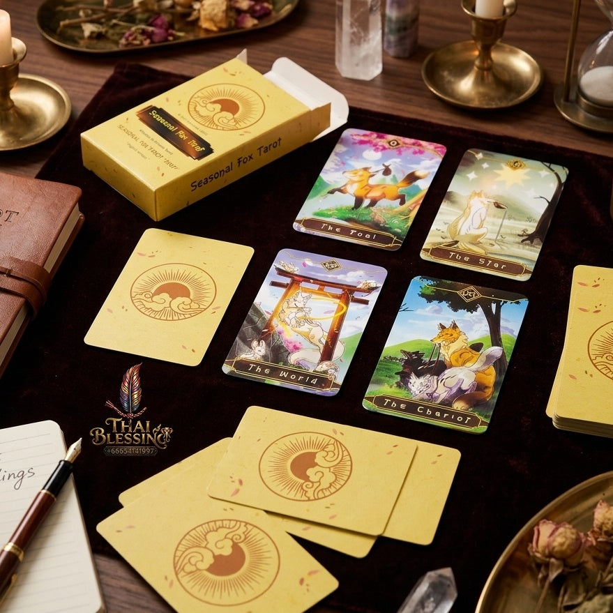 ✨ Seasonal Fox Tarot Cards Deck - Mysterious Divination Oracle and Family Gathering Card Game with Nature-Themed Animal Art for Beginners