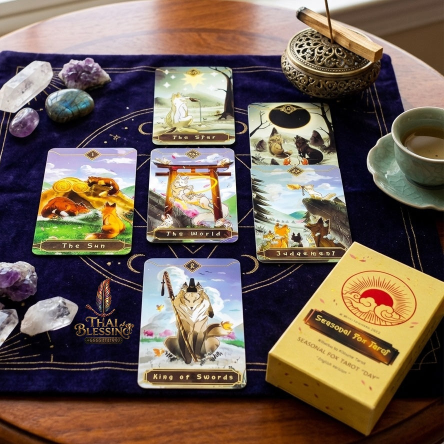 ✨ Seasonal Fox Tarot Cards Deck - Mysterious Divination Oracle and Family Gathering Card Game with Nature-Themed Animal Art for Beginners