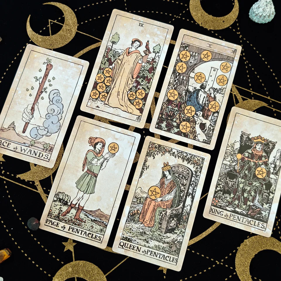 ✨ Big Size 12x7cm Vintage Rider Tarot Deck - 78-Card English Visions Edition Oracle Set for Divination, Self-Discovery, and Board Playing Games (Ages 14+)