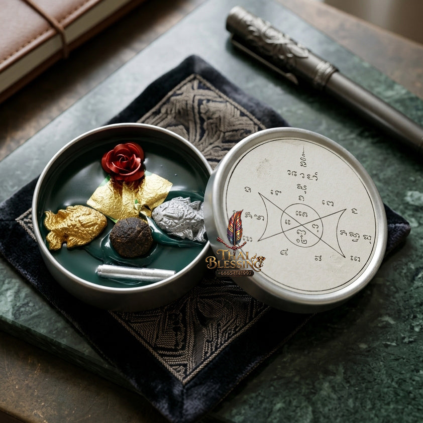 ✨ "Si Phueng Jindamani Phaya Mon Maha Phoke Sap" (Jindamani & Great Wealth Mantra Charm Wax)  The Supreme Masterpiece of Legendary Jindamani Sorcery, Exquisite Commerce, and Boundless Financial Magnetism!