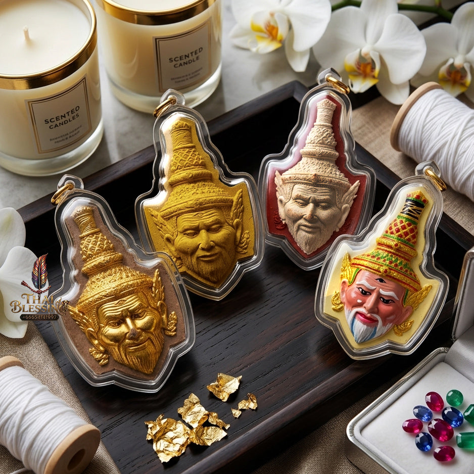 ✨ "Sian Phra Rue Si Ta Fire" (Hermit Ta Fai Crown / Rishi Third-Eye Hermit) - Hand-Painted Herb Powder Edition Fiery Spiritual Wisdom, Occult Authority, and Unshakable Protection!