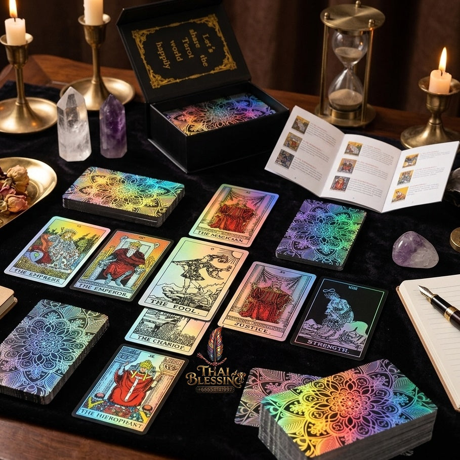 ✨ Silver Retro Tarot Cards Deck with Guidebook - Waterproof Plastic Fortune-Telling Game with Elegant Silver Foil Design and Hardcover Guide