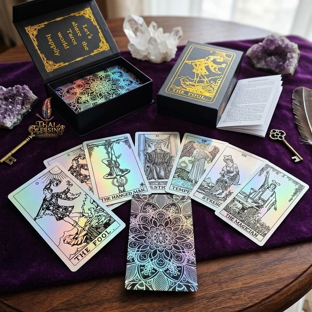 ✨ Silver Retro Tarot Cards Deck with Guidebook - Waterproof Plastic Fortune-Telling Game with Elegant Silver Foil Design and Hardcover Guide