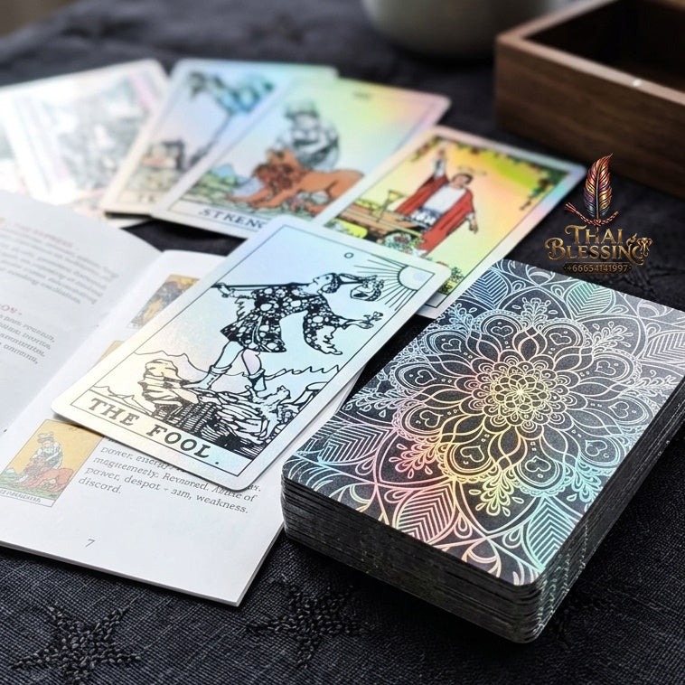 ✨ Silver Retro Tarot Cards Deck with Guidebook - Waterproof Plastic Fortune-Telling Game with Elegant Silver Foil Design and Hardcover Guide