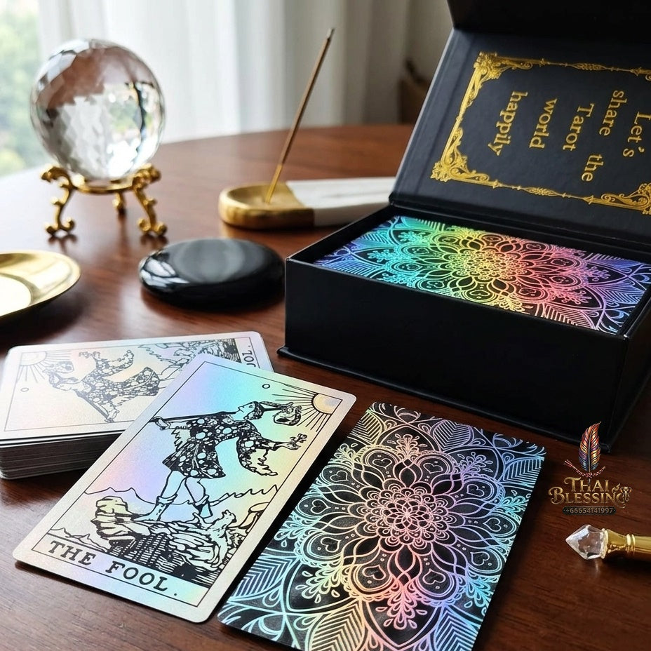 ✨ Silver Retro Tarot Cards Deck with Guidebook - Waterproof Plastic Fortune-Telling Game with Elegant Silver Foil Design and Hardcover Guide