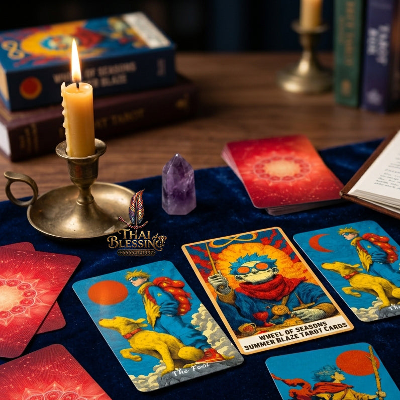 Summer Blaze Tarot Deck with Guidebook - 80-Card Premium Tarot & Oracle Set, 400 GSM Gold-Gilded Edges, Rider-Waite Foundation, Collector Edition Spiritual Art Gift (sishui Wheel of Seasons Series)