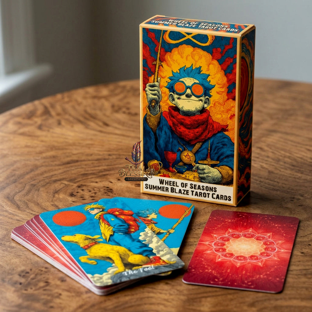 Summer Blaze Tarot Deck with Guidebook - 80-Card Premium Tarot & Oracle Set, 400 GSM Gold-Gilded Edges, Rider-Waite Foundation, Collector Edition Spiritual Art Gift (sishui Wheel of Seasons Series)