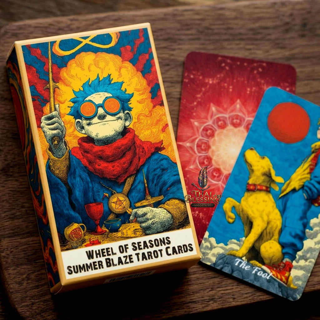 Summer Blaze Tarot Deck with Guidebook - 80-Card Premium Tarot & Oracle Set, 400 GSM Gold-Gilded Edges, Rider-Waite Foundation, Collector Edition Spiritual Art Gift (sishui Wheel of Seasons Series)