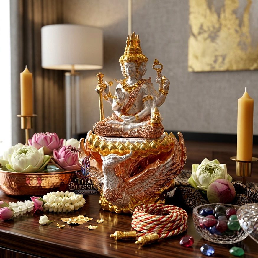 ✨ "พระพรหมสยามเทวา" รุ่นพรหมรังสี เนื้อชุบ 3K วัดกลางคลองข่อย อ.โพธาราม จ.ราชบุรี (ขนาดความสูง 3 ซม. กว้าง 2 ซม.): มหาบารมีแห่งเทวราชา ผู้บันดาลทุกสรรพสิ่ง หนุนนำดวงชะตาและวาสนาบารมี!