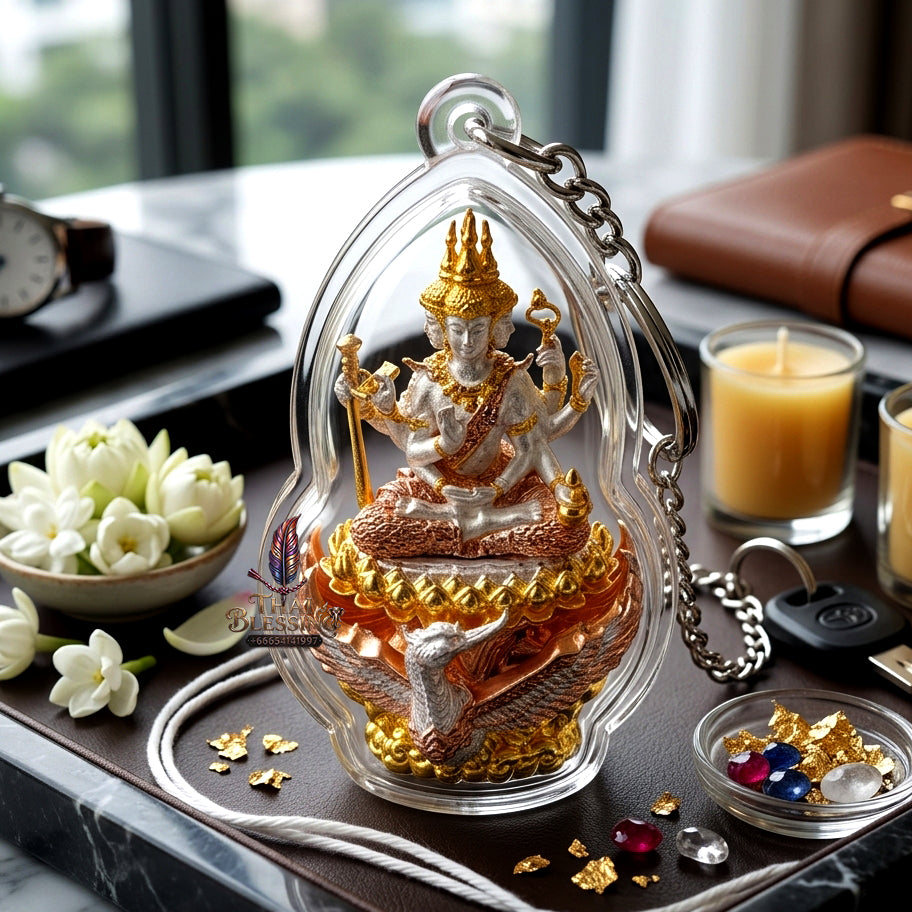 ✨ "พระพรหมสยามเทวา" รุ่นพรหมรังสี เนื้อชุบ 3K วัดกลางคลองข่อย อ.โพธาราม จ.ราชบุรี (ขนาดความสูง 3 ซม. กว้าง 2 ซม.): มหาบารมีแห่งเทวราชา ผู้บันดาลทุกสรรพสิ่ง หนุนนำดวงชะตาและวาสนาบารมี!