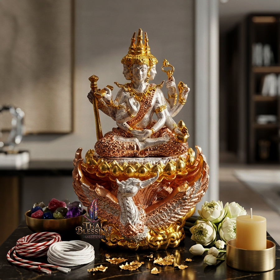 ✨ "พระพรหมสยามเทวา" รุ่นพรหมรังสี เนื้อชุบ 3K วัดกลางคลองข่อย อ.โพธาราม จ.ราชบุรี (ขนาดความสูง 3 ซม. กว้าง 2 ซม.): มหาบารมีแห่งเทวราชา ผู้บันดาลทุกสรรพสิ่ง หนุนนำดวงชะตาและวาสนาบารมี!