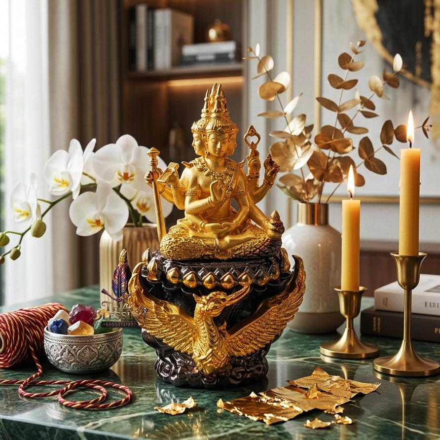 ✨ "พระพรหมสยามเทวา" รุ่นพรหมรังสี เนื้อเบญจโลหะ องค์ชุบทอง วัดกลางคลองข่อย อ.โพธาราม จ.ราชบุรี (ขนาดความสูง 3 ซม. กว้าง 2 ซม.): มหาบารมีแห่งเทวราชา ผู้บันดาลทุกสรรพสิ่ง หนุนนำดวงชะตาและวาสนาบารมี!