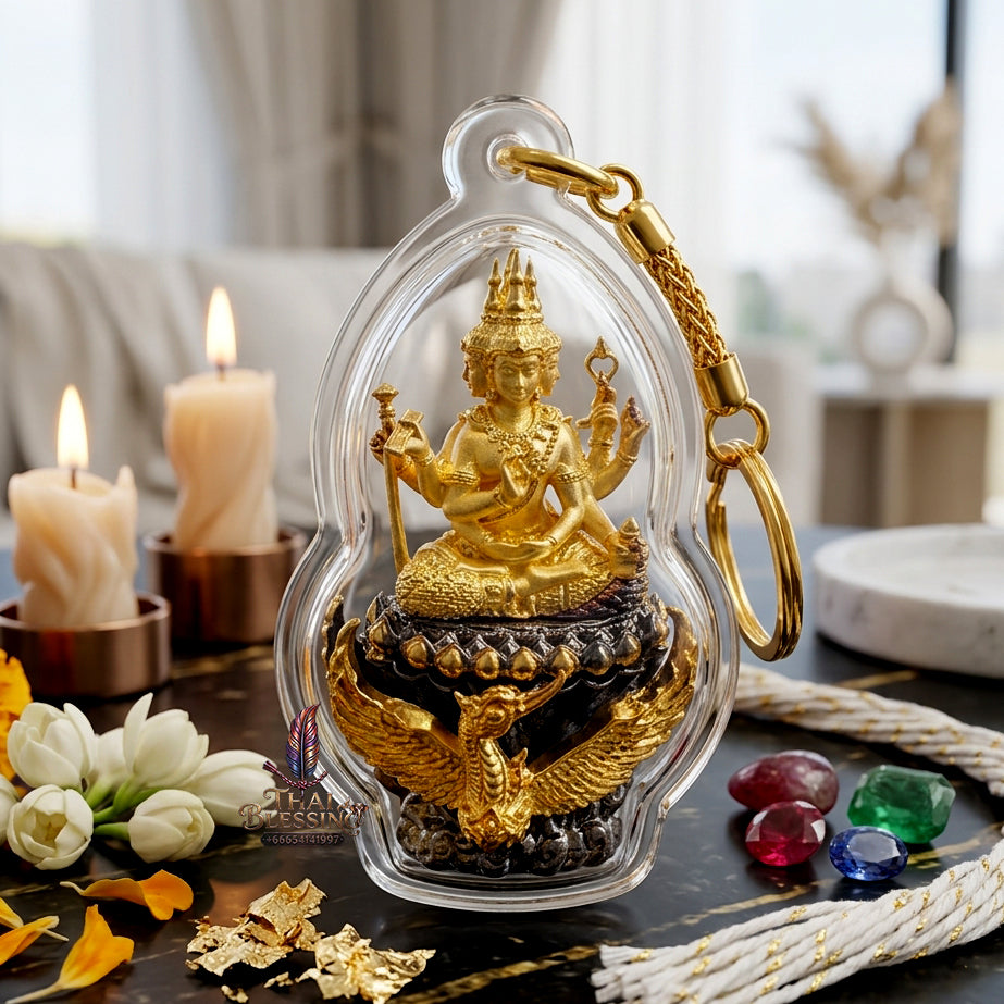 ✨ "พระพรหมสยามเทวา" รุ่นพรหมรังสี เนื้อเบญจโลหะ องค์ชุบทอง วัดกลางคลองข่อย อ.โพธาราม จ.ราชบุรี (ขนาดความสูง 3 ซม. กว้าง 2 ซม.): มหาบารมีแห่งเทวราชา ผู้บันดาลทุกสรรพสิ่ง หนุนนำดวงชะตาและวาสนาบารมี!