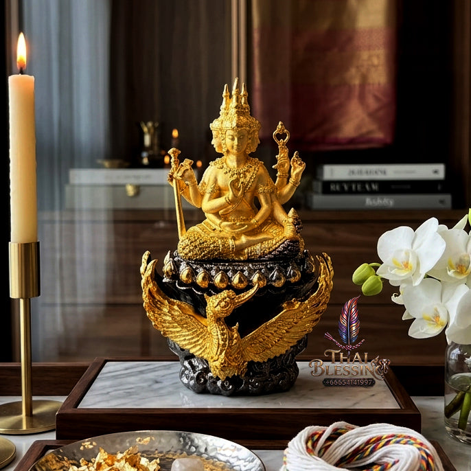 ✨ "พระพรหมสยามเทวา" รุ่นพรหมรังสี เนื้อเบญจโลหะ องค์ชุบทอง วัดกลางคลองข่อย อ.โพธาราม จ.ราชบุรี (ขนาดความสูง 3 ซม. กว้าง 2 ซม.): มหาบารมีแห่งเทวราชา ผู้บันดาลทุกสรรพสิ่ง หนุนนำดวงชะตาและวาสนาบารมี!