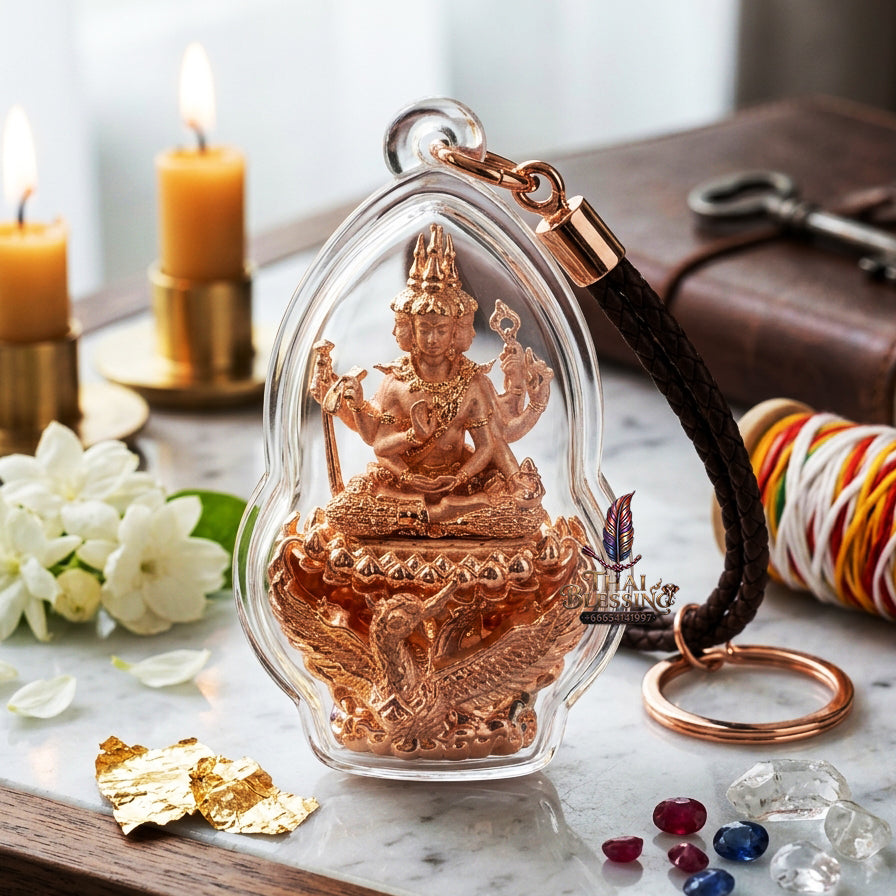 ✨ "พระพรหมสยามเทวา" รุ่นพรหมรังสี เนื้อสัมฤทธิ์ชุบพิงค์โกลด์ วัดกลางคลองข่อย อ.โพธาราม จ.ราชบุรี (ขนาดความสูง 3 ซม. กว้าง 2 ซม.): มหาบารมีแห่งเทวราชา ผู้บันดาลทุกสรรพสิ่ง หนุนนำดวงชะตาและวาสนาบารมี!
