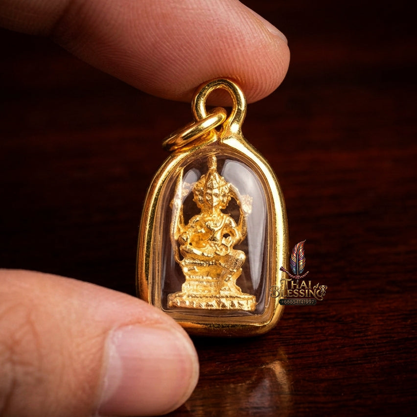 ✨ "Phra Phrom Pendant" (Brahma Pendant) - Genuine Micron Gold-Plated Casing by Chang Thong Jewelry: The Supreme Auspicious Talisman for Career Success, Universal Adoration, and Divine Blessings!