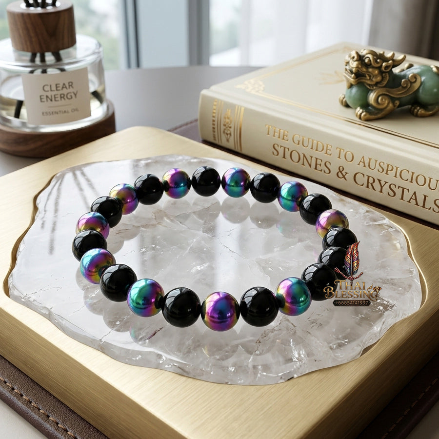 ✨ Natural Stone Energy Bracelet – Unisex Crystal Beaded Stretch Bangle – Adjustable Bead Bracelet Gift for Women & Men