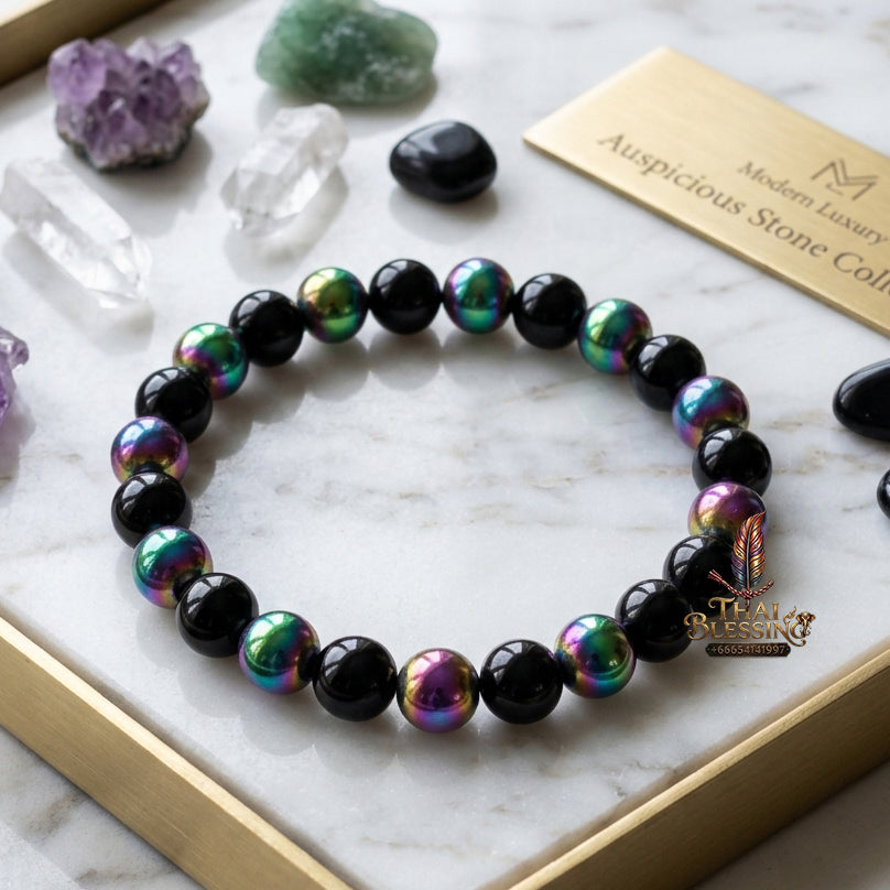 ✨ Natural Stone Energy Bracelet – Unisex Crystal Beaded Stretch Bangle – Adjustable Bead Bracelet Gift for Women & Men
