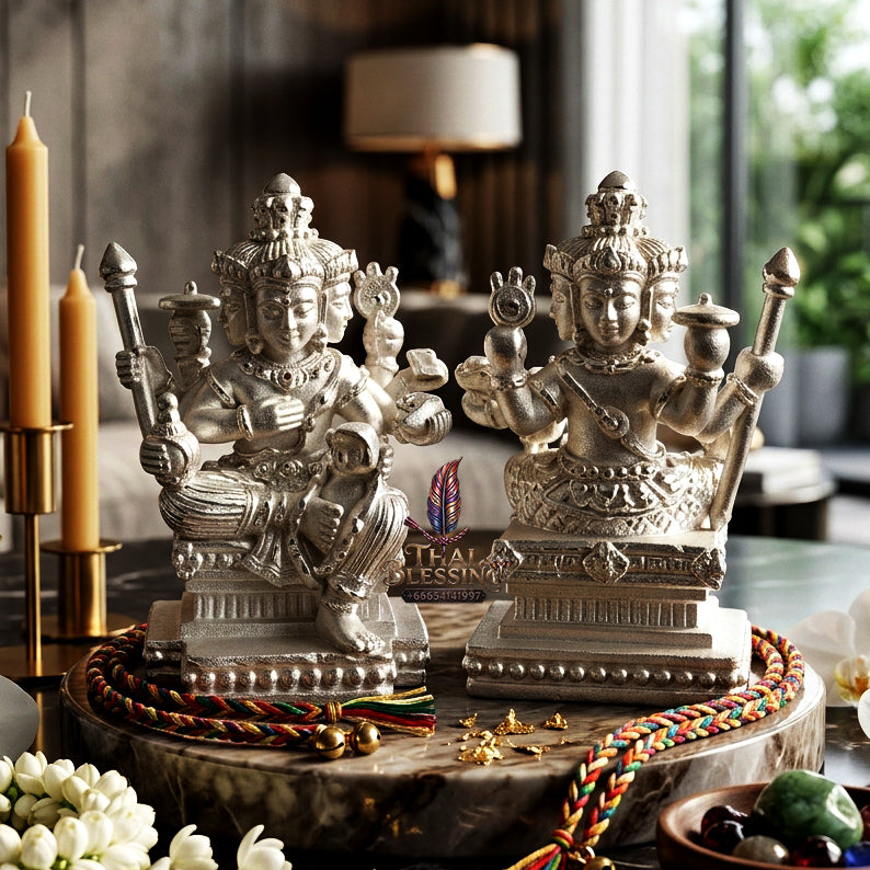 ✨ "พระพรหมอุดมทรัพย์" เนื้อชนวนชุบเงิน (พิมพ์เล็ก) รุ่นเศรษฐีสร้างวัด พ่อท่านผ่อง วัดแจ้ง ปี 2565: สุดยอดมหาเทพแห่งพรหมวิหารธรรม เสริมดวงชะตาพลิกชีวิต หนุนดวงเศรษฐี!