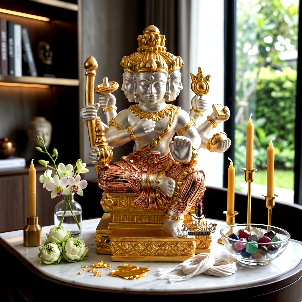 ✨ "พระพรหมอุดมทรัพย์" เนื้อชนวนชุบ 3 กษัตริย์ (พิมพ์ใหญ่) รุ่นเศรษฐีสร้างวัด พ่อท่านผ่อง วัดแจ้ง ปี 2565: สุดยอดมหาเทพแห่งพรหมวิหารธรรม เสริมดวงชะตาพลิกชีวิต หนุนดวงเศรษฐี!