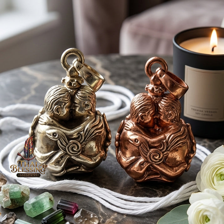 ✨ "Luk Om Inn Khu" (Twin Lovers Sacred Ball) - Copper Edition - Luang Pu Nen Kaeo, Wat Udom Phraison: The Supreme Masterpiece of Eternal Romance, Unbreakable Devotion, and Magnetic Seduction!