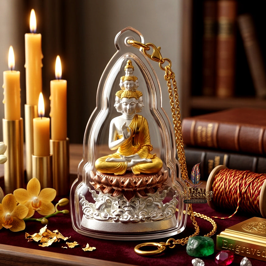 ✨ "Phra Kao Na Maha Setthi" (The Nine-Face Great Billionaire Buddha / Phra Setthi Nawakote) - 3K Plated Bronze Edition