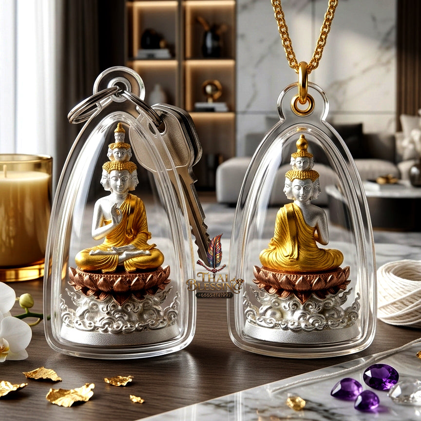 ✨ "Phra Kao Na Maha Setthi" (The Nine-Face Great Billionaire Buddha / Phra Setthi Nawakote) - 3K Plated Bronze Edition