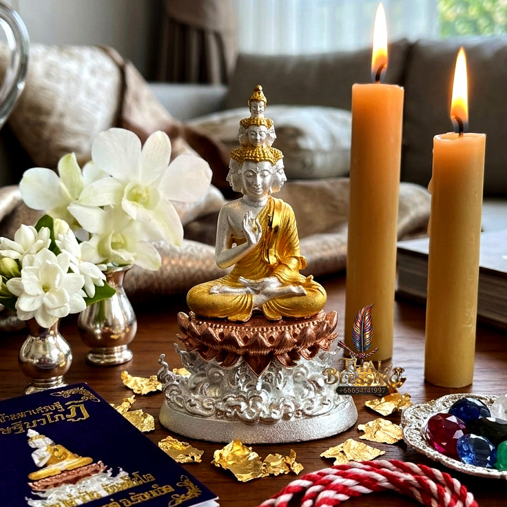 ✨ "Phra Kao Na Maha Setthi" (The Nine-Face Great Billionaire Buddha / Phra Setthi Nawakote) - 3K Plated Bronze Edition