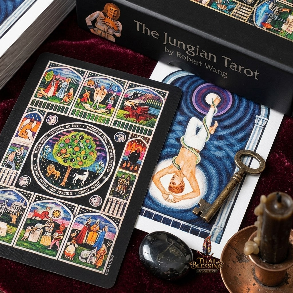 ✨ The Jungian Tarot Deck in Rigid Box - 78 Double-Embossed Cards by Dr. Robert Wang for Active Imagination, Jung Archetypes, and Psychological Insight