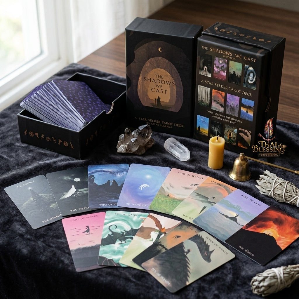 ✨ The Shadows We Cast Star Seeker Tarot Deck in Rigid Box - Atmospheric & Mystical 79-Card Set with 12x7cm Cards for Intuitive Readings and Self-Discovery
