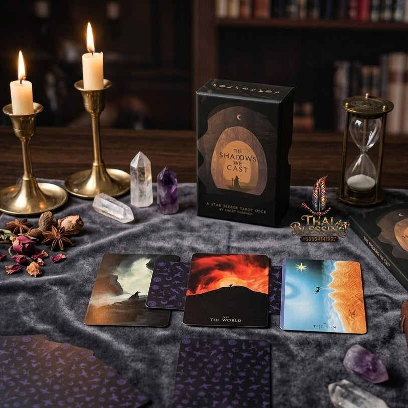 ✨ The Shadows We Cast Star Seeker Tarot Deck in Rigid Box - Atmospheric & Mystical 79-Card Set with 12x7cm Cards for Intuitive Readings and Self-Discovery